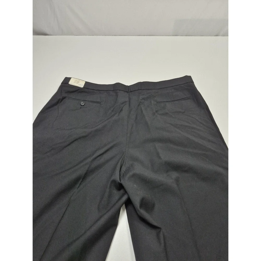 VTG Dress Pants Mens 42x36 Black Wool Pleated Tuxedo Side Stripe Unhemmed Formal